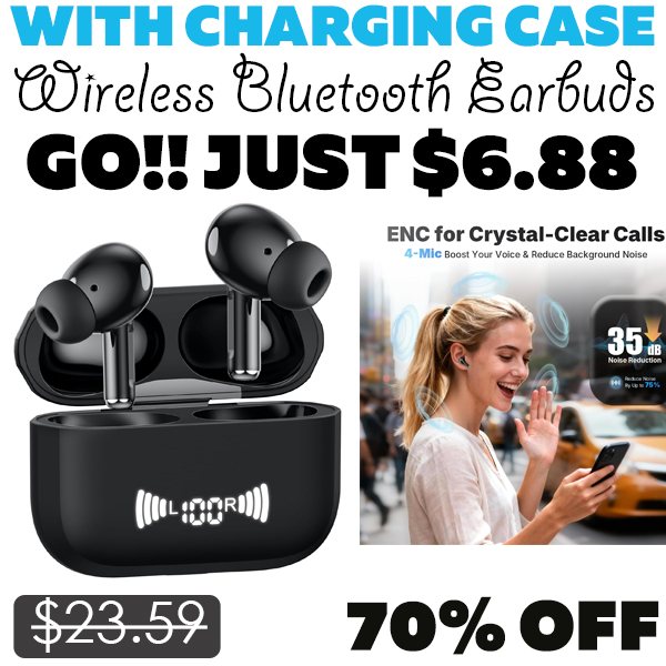 Wireless Bluetooth Earbuds Only $6.88 (Regularly $23.59)