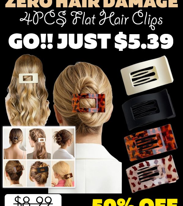 4PCS Flat Hair Clips Only $5.39 (Regularly $8.99)