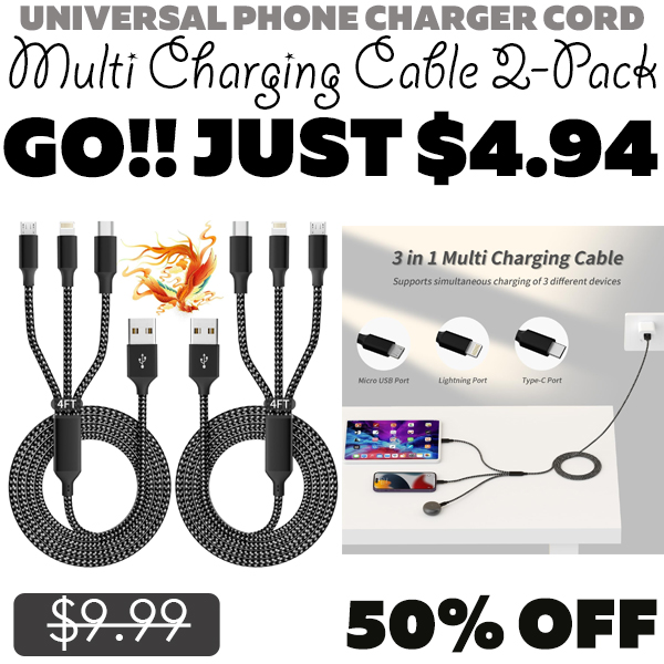 Multi Charging Cable 2-Pack Only $4.94 (Regularly $9.99)
