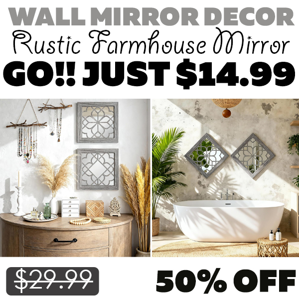 Rustic Farmhouse Mirror Only $14.99 (Regularly $29.99)