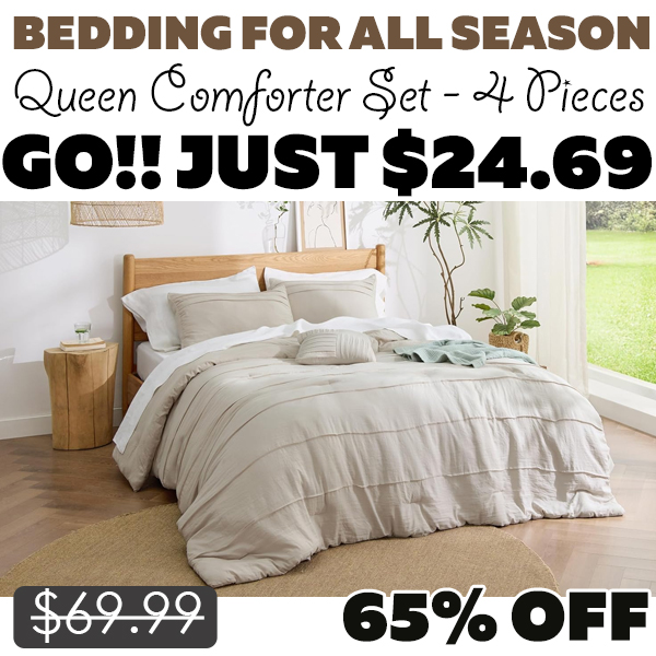 Queen Comforter Set - 4 Pieces Only $24.69 (Regularly $69.99)