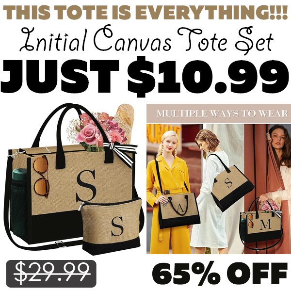 Initial Canvas Tote Set Only $10.99 (Regularly $29.99)
