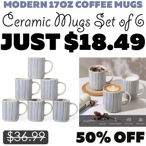 Ceramic Mugs Set of 6 Only $18.49 (Regularly $36.99)
