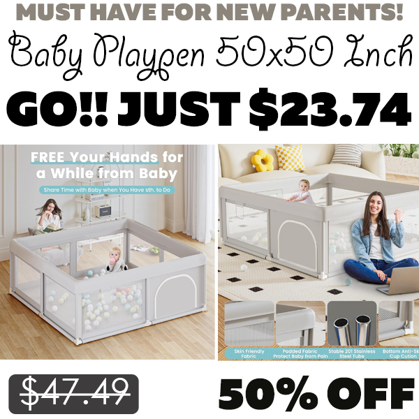 Baby Playpen 50x50 Inch Only $23.74 (Regularly $47.49)