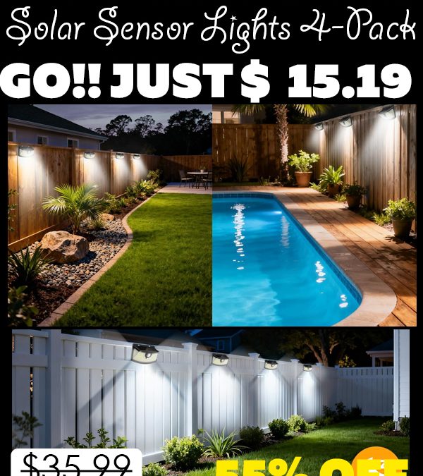 Solar Sensor Lights 4-Pack Only $15.19 (Regularly $35.99)