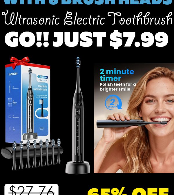 Ultrasonic Electric Toothbrush Only $7.99 (Regularly $27.76)
