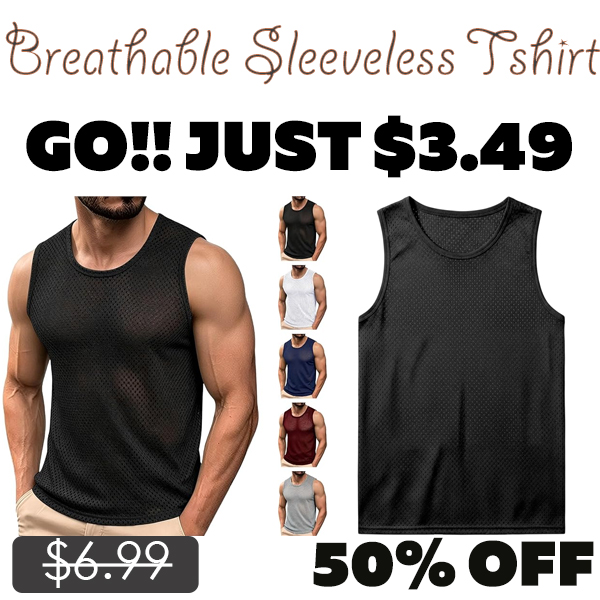 Breathable Sleeveless Tshirt Only $3.49 (Regularly $6.99)