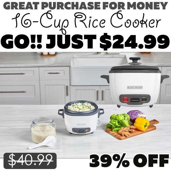16-Cup Rice Cooker Only $24.99 (Regularly $40.99)