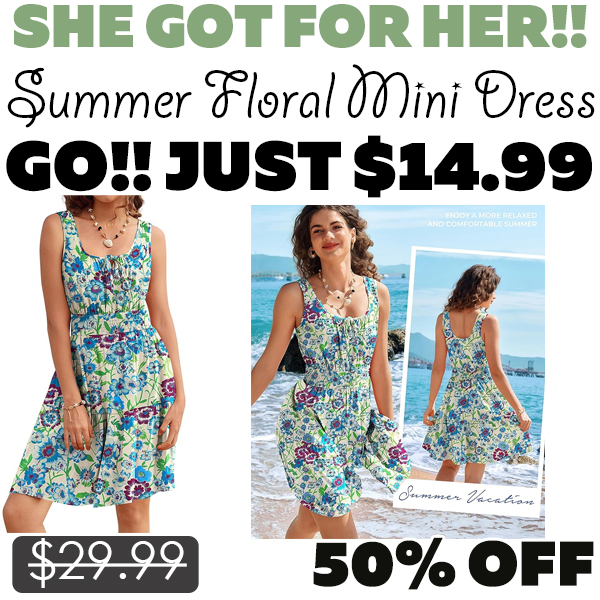 Summer Floral Mini Dress Only $14.99 (Regularly $29.99)