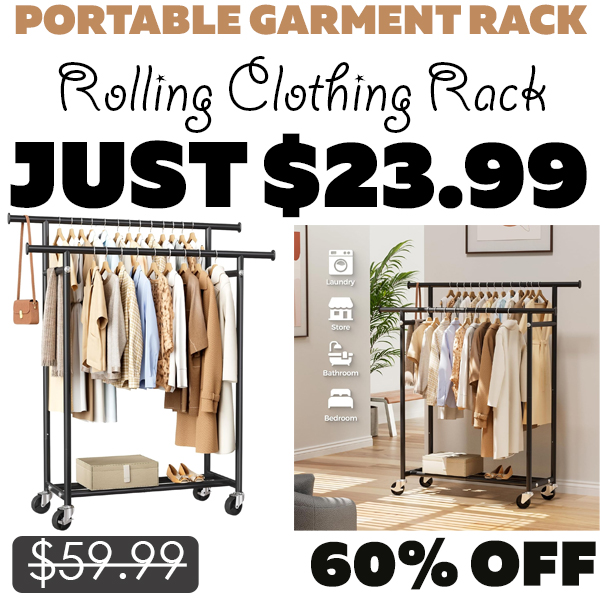 Rolling Clothing Rack Only $23.99 (Regularly $59.99)
