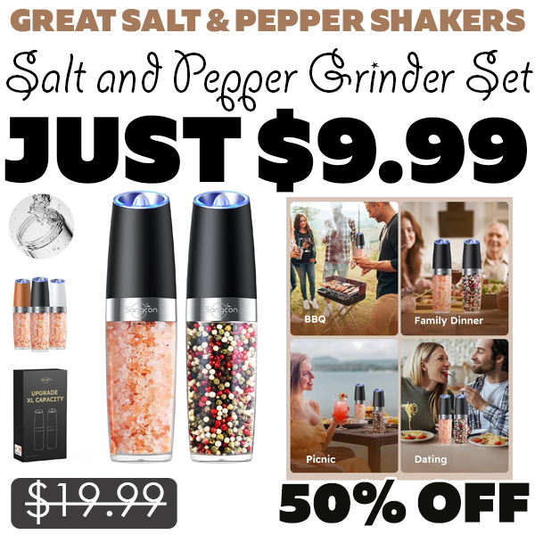Salt and Pepper Grinder Set Only $9.99 (Regularly $19.99)