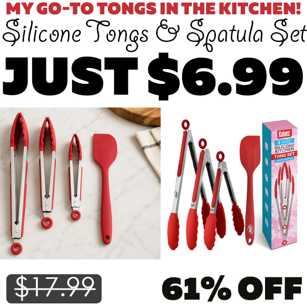 Silicone Tongs & Spatula Set Only $6.99 (Regularly $17.99)
