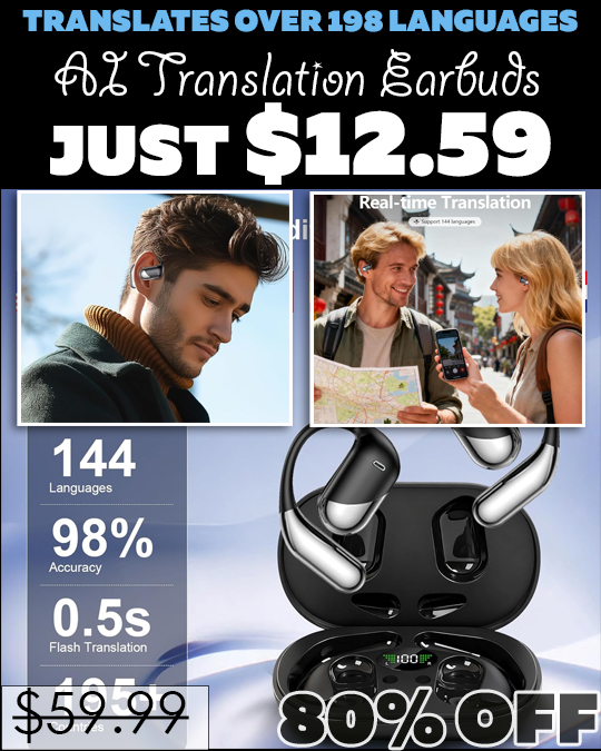 AI Translation Earbuds Only $12.59 (Regularly $59.99)