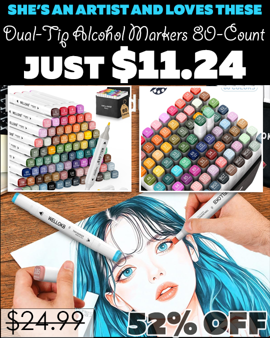 Dual-Tip Alcohol Markers 80-Count Only $11.24 (Regularly $24.99)