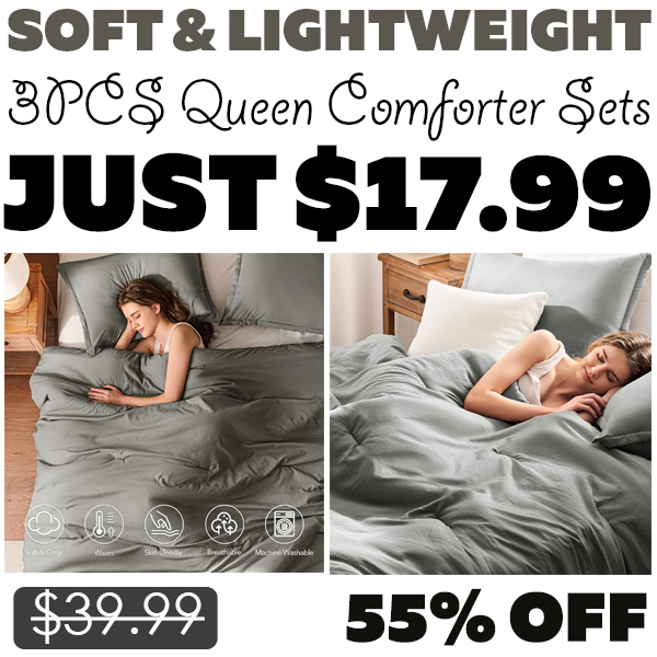 3PCS Queen Comforter Sets Only $17.99 (Regularly $39.99)