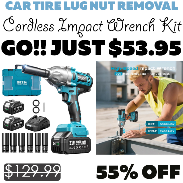 Cordless Impact Wrench Kit Only $53.95 (Regularly $129.99)