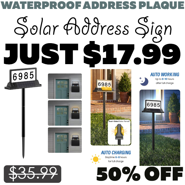 Solar Address Sign Only $17.99 (Regularly $35.99)