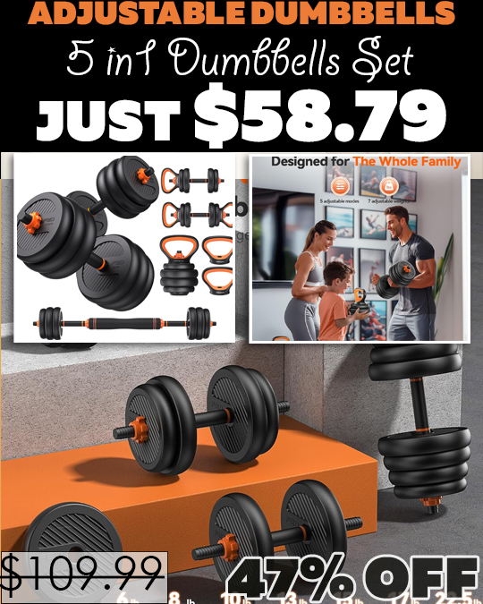 5 in1 Dumbbells Set Only $58.79 (Regularly $109.99)