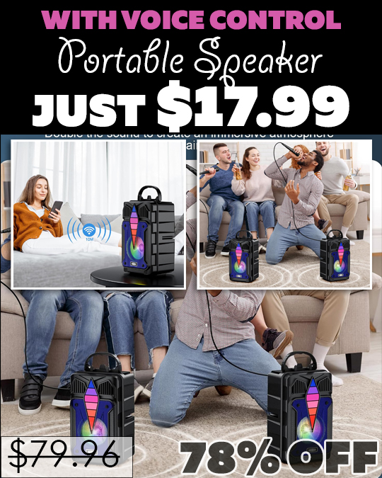 Portable Speaker with Voice Control Only $17.99 (Regularly $79.96)