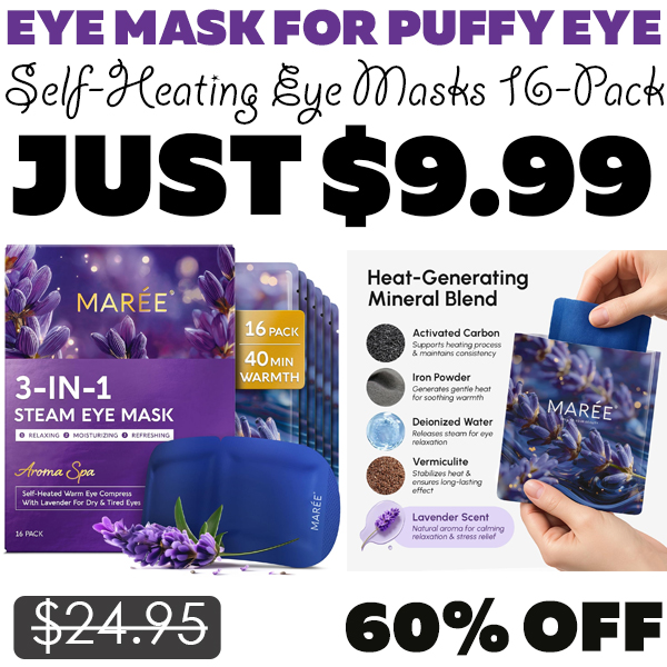 Self-Heating Eye Masks 16-Pack Only $9.99 (Regularly $24.95)