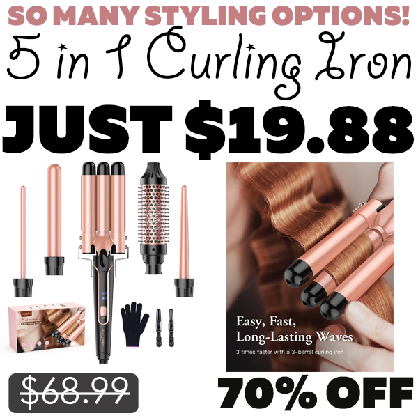 5 in 1 Curling Iron Only $19.88 (Regularly $68.99)