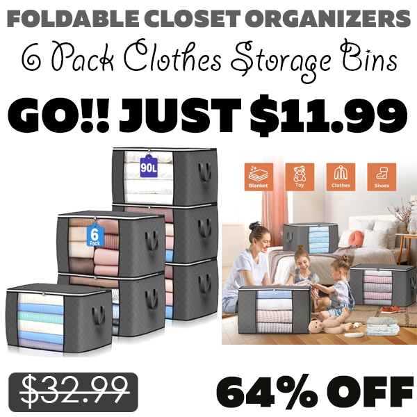 6 Pack Clothes Storage Bins Only $11.99 (Regularly $32.99)