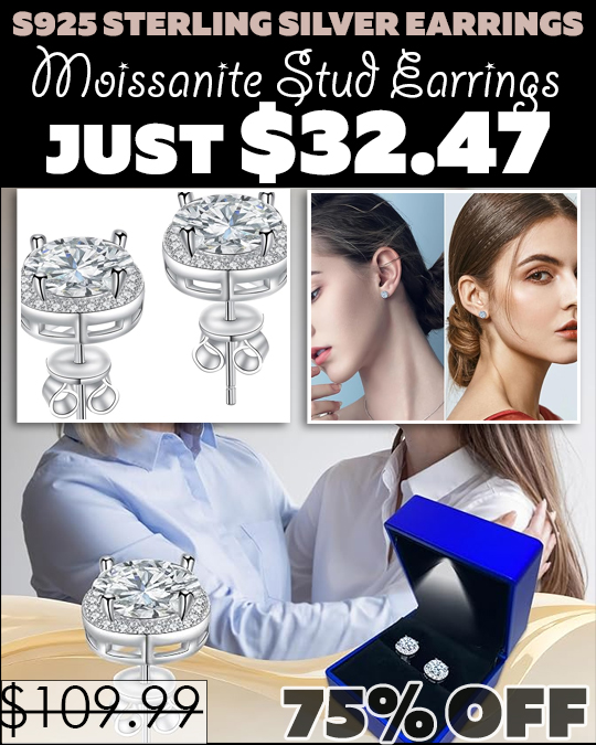 Moissanite Stud Earrings Only $32.47 (Regularly $109.99)