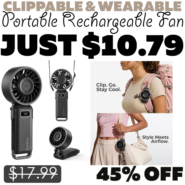 Portable Rechargeable Fan Only $10.79 (Regularly $17.99)