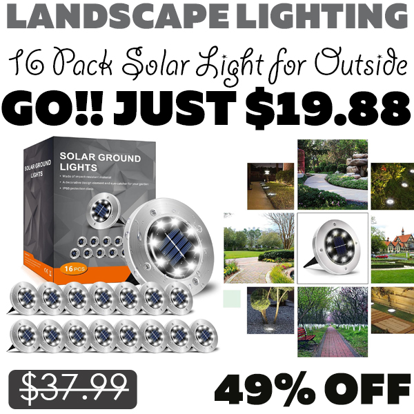 16 Pack Solar Light for Outside Only $19.88 (Regularly $37.99)