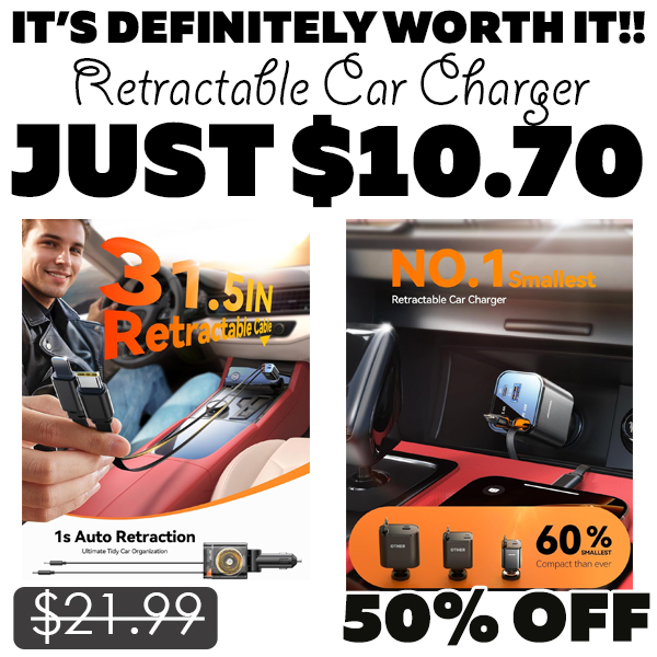 Retractable Car Charger Only $10.70 (Regularly $21.99)