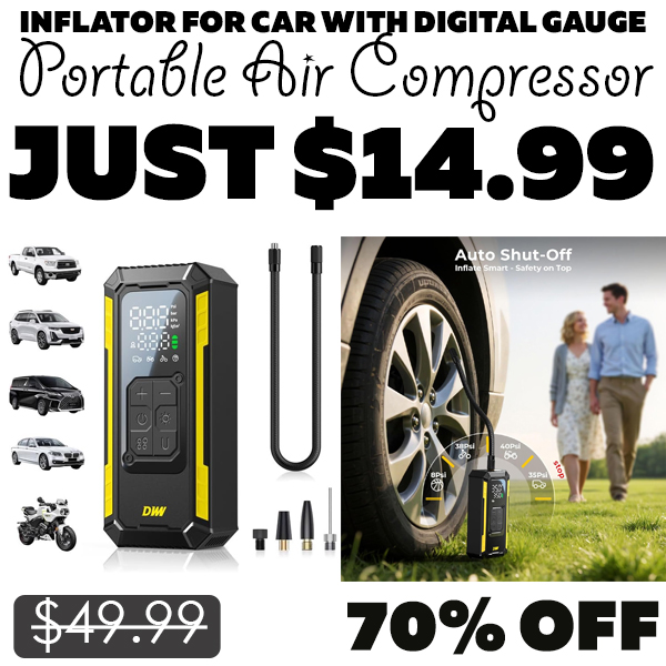 Portable Air Compressor Only $14.99 (Regularly $49.99)