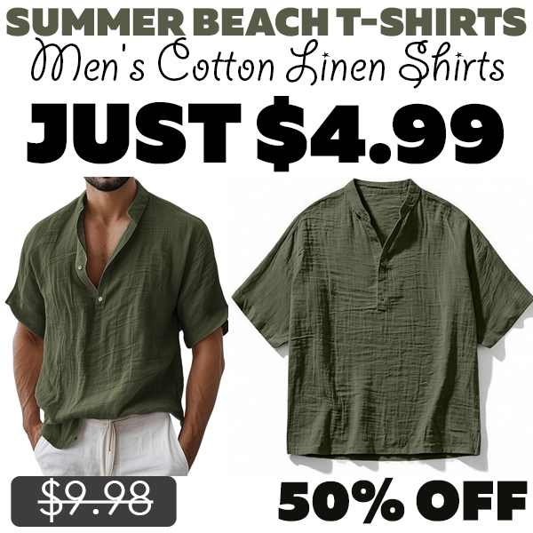 Men's Cotton Linen Shirts Only $4.99 (Regularly $9.98)