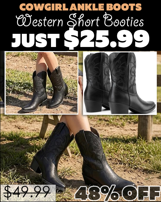 Western Short Booties Only $25.99 (Regularly $49.99)