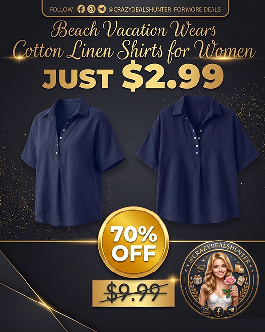 Cotton Linen Shirts for Women Only $2.99 (Regularly $9.99)