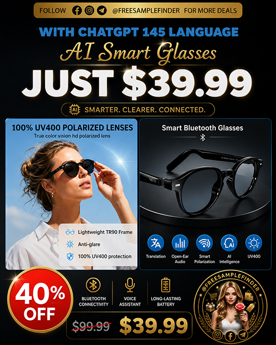 AI Smart Glasses Only $39.99 (Regularly $99.99)