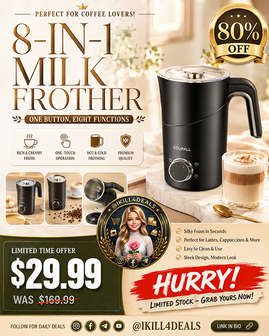 8-in-1 Milk Frother Only $29.99 (Regularly $169.99)
