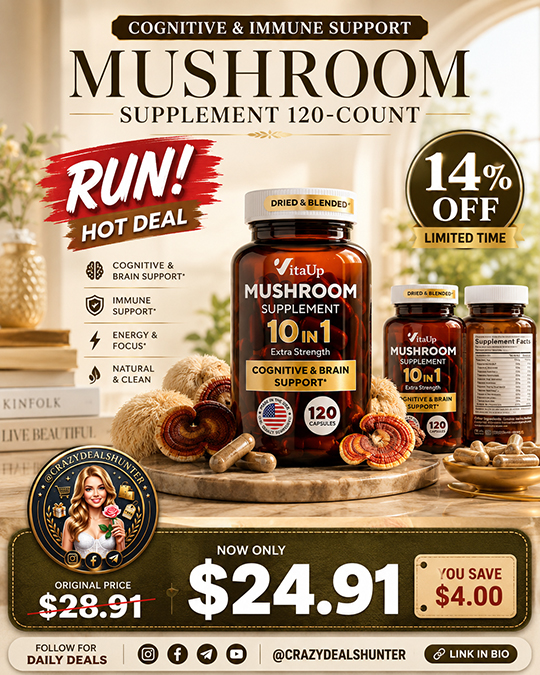 Mushroom Supplement 120-Count Only $24.91 (Regularly $28.91)