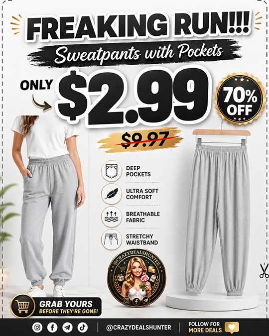Sweatpants with Pockets Only $2.99 (Regularly $9.97)