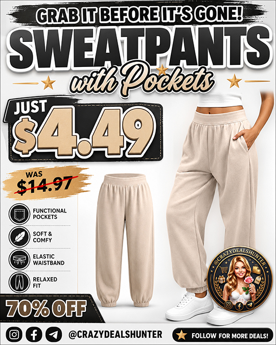 Sweatpants with Pockets Only $4.49 (Regularly $14.97)