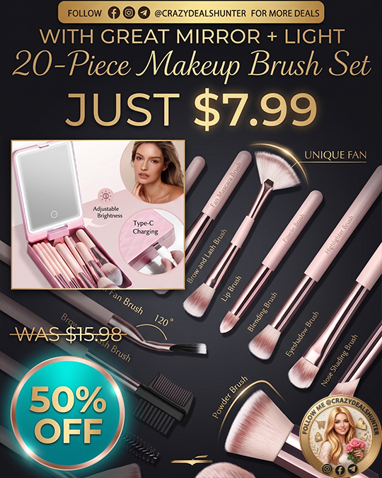 20-Piece Makeup Brush Set Only $7.99 (Regularly $15.98)