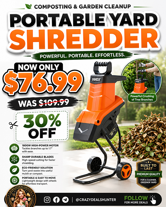 Portable Yard Shredder Only $76.99 (Regularly $109.99)
