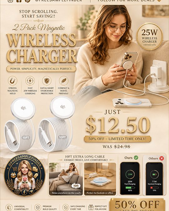 2 Pack Magnetic Wireless Charger Only $12.50 (Regularly $24.98)
