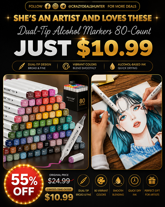 Dual-Tip Alcohol Markers 80-Count Only $10.99 (Regularly $24.99)