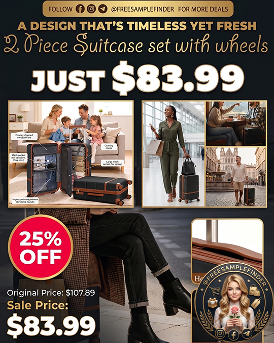 2 Piece Suitcase set with wheels Only $83.99 (Regularly $107.89)