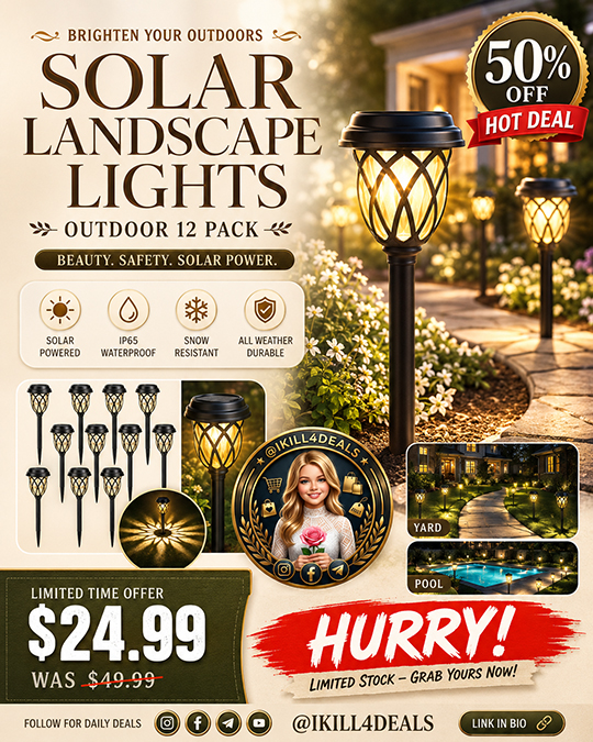 Solar Lights Outdoor 12 Pack Only $24.99 (Regularly $49.99)