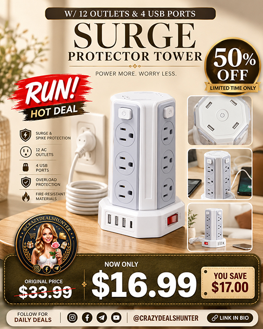 Surge Protector Tower Only $16.99 (Regularly $33.99)
