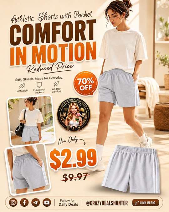 Athletic Shorts with Pocket Only $2.99 (Regularly $9.97)