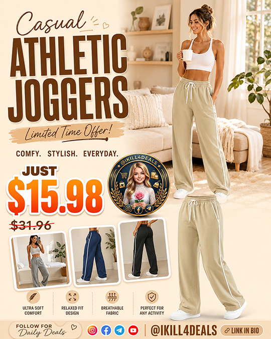 Casual Athletic Joggers Only $15.98 (Regularly $31.96)