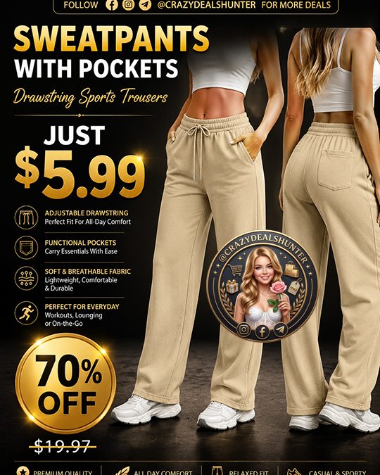 Drawstring Sports Trousers Only $5.99 (Regularly $19.97)