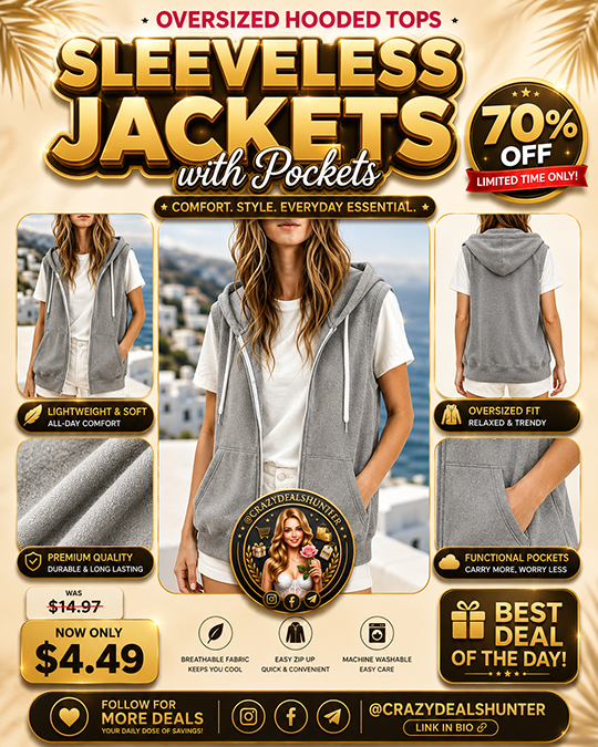 Sleeveless Jackets with Pockets Only $4.49 (Regularly $14.97)